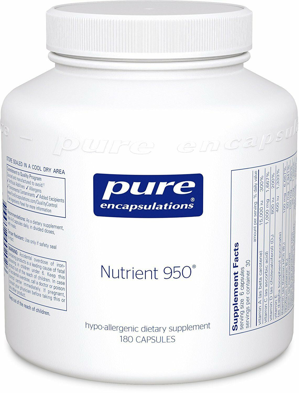 Nutrient 950, 180 Capsules , Brand_Pure Encapsulations caps Form_Capsules Not Emersons Size_180 Caps