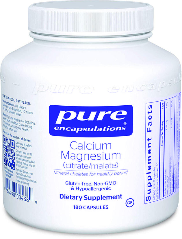 Calcium Magnesium (citrate/malate), 180 Capsules , Brand_Pure Encapsulations Form_Capsules Not Emersons Size_180 Caps