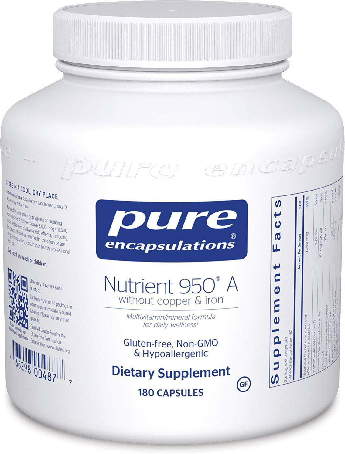 Nutrient 950 A without Copper and Iron, 180 Capsules , Brand_Pure Encapsulations caps Form_Capsules Not Emersons Requires Consultation Size_180 Caps Size_180 Capsules