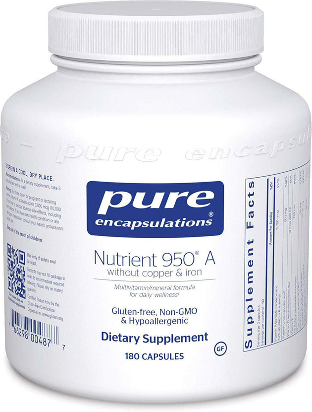 Nutrient 950 A without Copper and Iron, 180 Capsules , Brand_Pure Encapsulations Form_Capsules Not Emersons Size_180 Caps