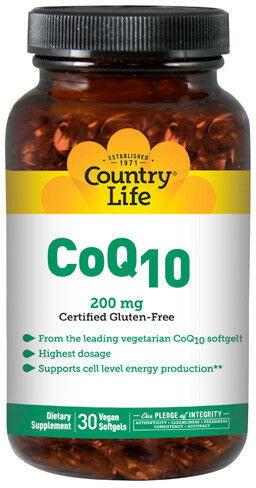 Vegan CoQ10 200 mg, 30 Vegan Softgels , Brand_Country Life Form_Vegan Softgels Potency_200 mg Size_30 Softgels