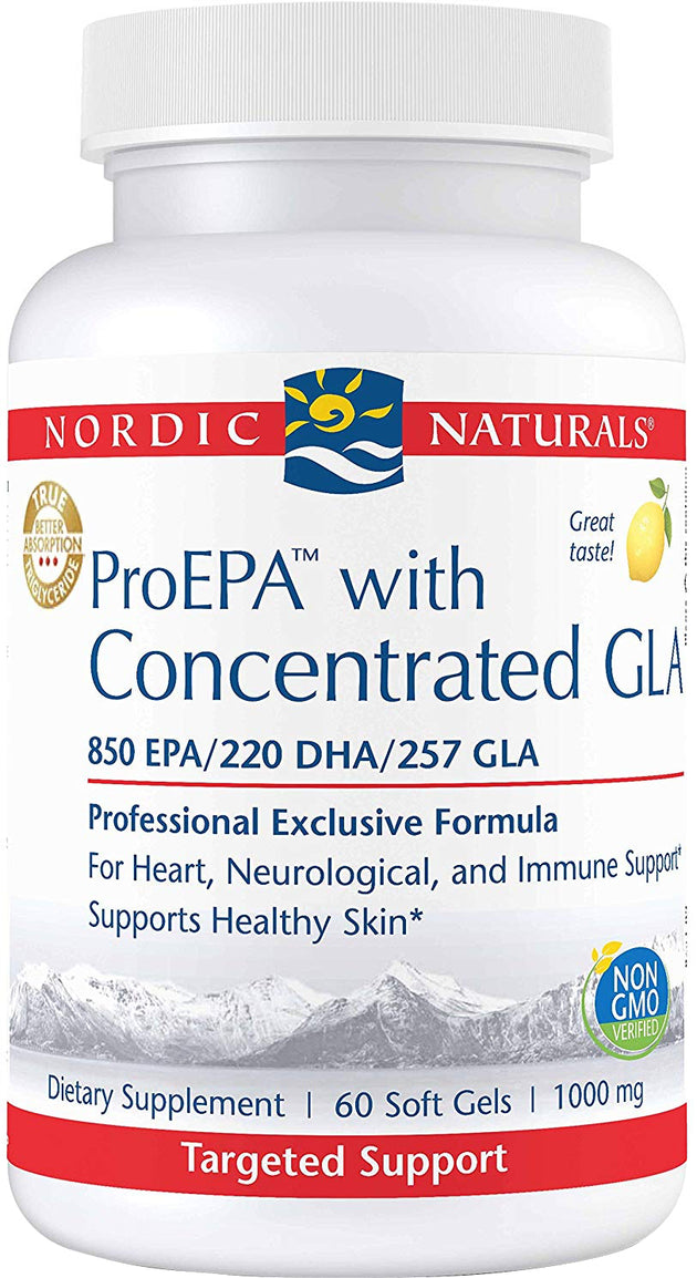 ProEPA™ with Concentrated GLA, 850 EPA, 220 DHA, 257 GLA, 1000 mg, Lemon Flavor, 60 Softgels , Brand_Nordic Naturals Flavor_Lemon Potency_1000 mg Size_60 Softgels