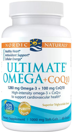 Ultimate Omega + CoQ10, 1000 mg, 60 Softgels , Brand_Nordic Naturals Potency_1000 mg Size_60 Softgels
