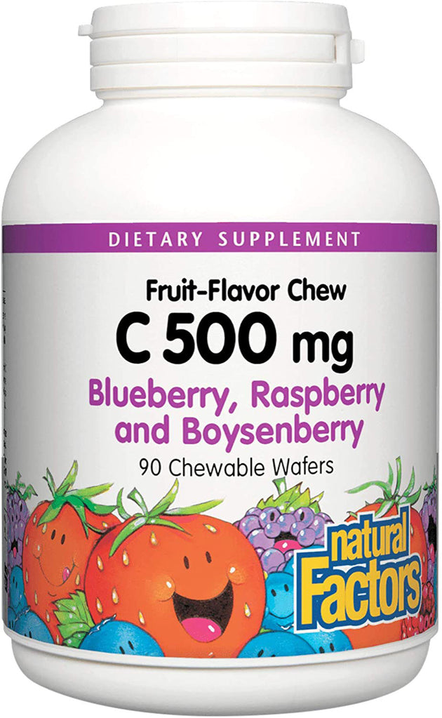 Fruit-Flavor Chew C 500 mg, 500 mg of Vitamin C, Mixed Berry Flavors, 90 Chewable Wafers , 20% Off - Everyday [On] This is a Vitamin C Product