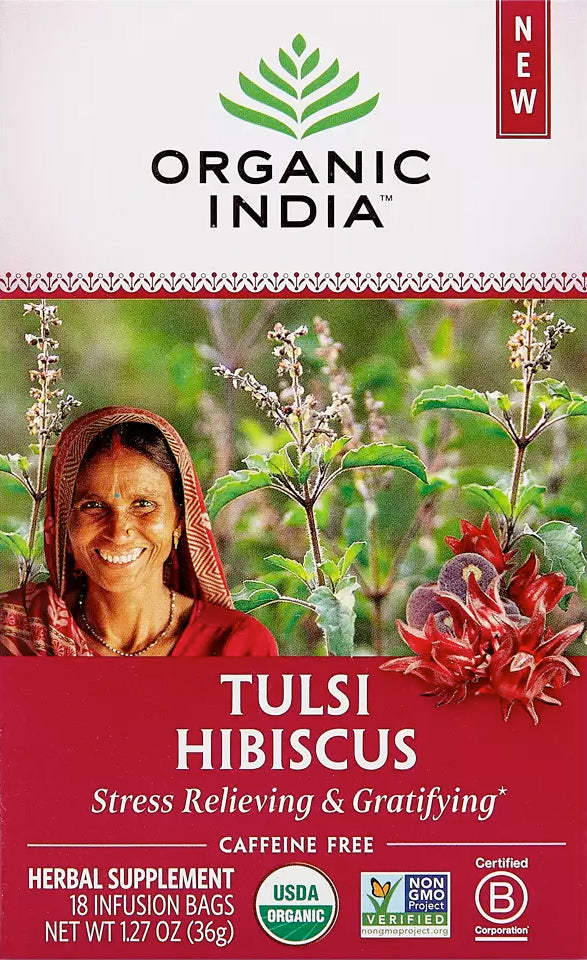 Tulsi Hibiscus Tea, 1.27 Oz (36 g) x 18 Bags , 20% Off - Everyday [On] Ayurveda Brand_Organic India Form_Tea Bags