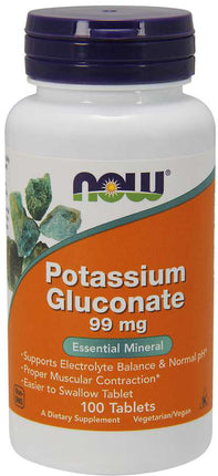 Potassium Gluconate 99 mg, 100 Tablets , Brand_NOW Foods Form_Tablets Potency_99 mg Size_100 Tabs