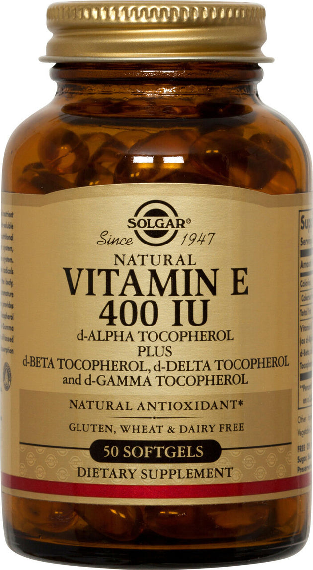 Vitamin E Mixed Tocopherols, 400 IU, 50 Softgels , Brand_Solgar Form_Softgels Potency_400 IU Size_50 Softgels