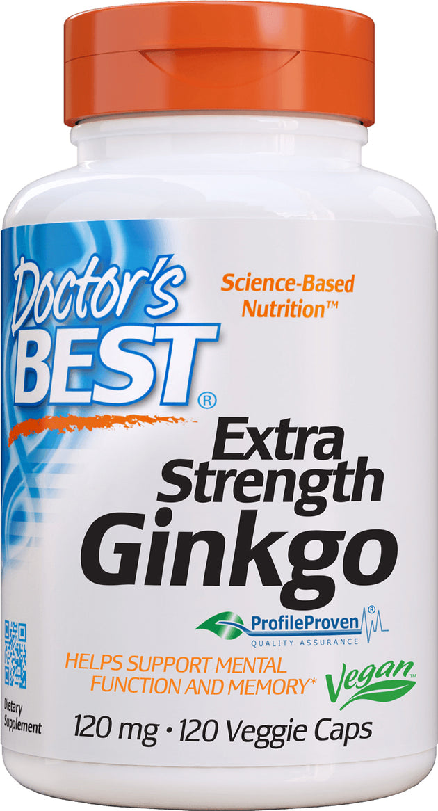 Extra Strength Ginkgo 120 mg, 120 Vegetarian Capsules , Brand_Doctor's Best Form_Vegetarian Capsules Potency_120 mg Size_120 Caps