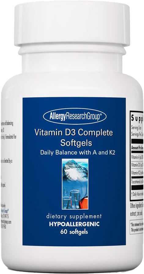Vitamin D3 Complete Softgels with Vitamin A and K2, 60 Softgels , Brand_Allergy Research Group