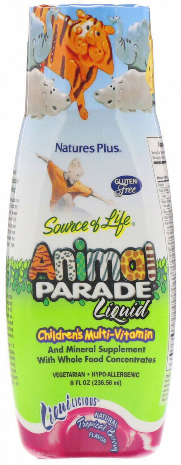 Liquilicious® Animal Parade® Liquid Multi-Vitamin, Tropical Berry Flavor, 8 Fl Oz , Brand_Nature's Plus Flavor_Tropical Berry Form_Liquid Size_8 Fl Oz