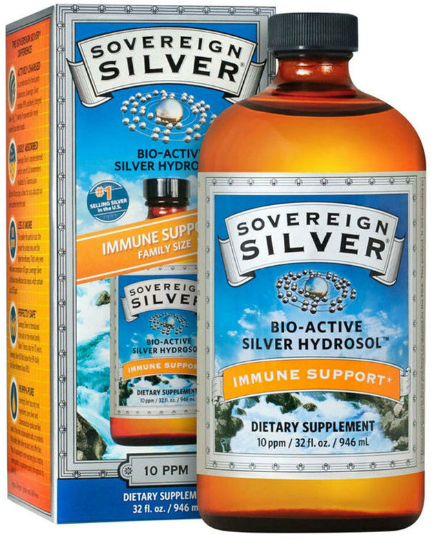 Bio-Active Silver Hydrosol™, 10 ppm, Bottle, 32 Fl Oz (946 mL) Liquid , Brand_Sovereign Silver Form_Liquid Size_32 Fl Oz