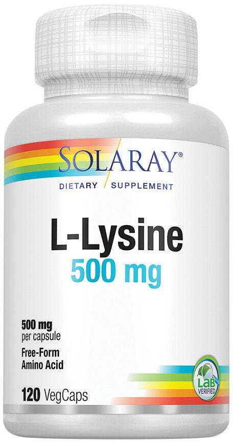 L-Lysine Free-Form 500 mg, 120 Capsules , Brand_Solaray Form_Capsules Potency_500 mg Size_120 Caps