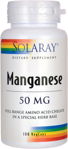 Manganese, 50 mg, 100 Vegetarian Capsules , Brand_Solaray Form_Vegetarian Capsules Potency_50 mg Size_100 Caps
