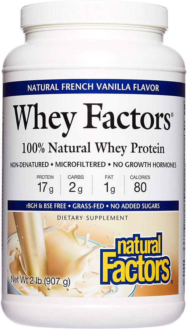 Whey Factors® Grass Fed Whey Protein, Vanilla Flavor, 12 Oz (340 g) Powder , Brand_Natural Factors Flavor_Vanilla Form_Powder Size_2 Lbs