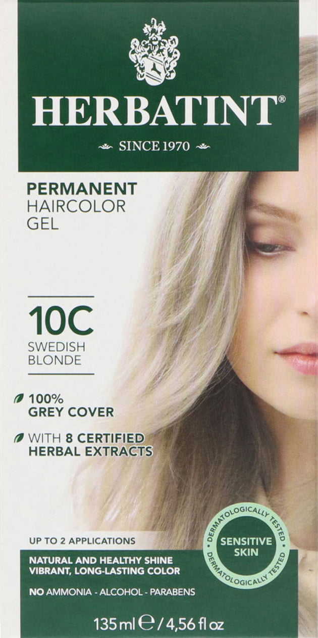Permanent Herbal Hair Color Gel 10C Swedish Blonde, 4.56 Fl Oz (135 mL) Gel , Brand_Herbatint Form_Gel Size_4 Fl Oz