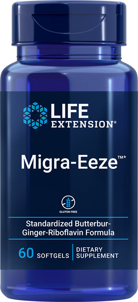 Migra-Eeze Standardized Butterbur-Ginger-Riboflavin, 60 Softgels , Brand_Life Extension Form_Softgels Size_60 Softgels