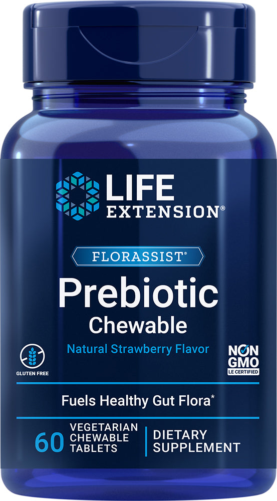 FLORASSIST® Prebiotic Chewable (Strawberry), 60 Vegetarian Chewable Tablets ,