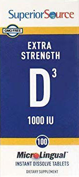 Extra Strength Vitamin D3, 1000 IU, 100 Instant Dissolve Tablets , Brand_Superior Source Form_Instant Dissolve Tablets Potency_1000 iu Size_100 Tabs