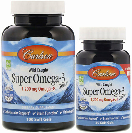 Super Omega-3 Gems 100 + 30 Softgels , Brand_Carlson Labs Form_Softgels Size_130 Softgels