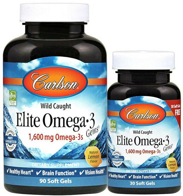 Elite Omega-3 Gems®, 1600 mg Omega-3s, Lemon Flavor, 90 + 30 Softgels