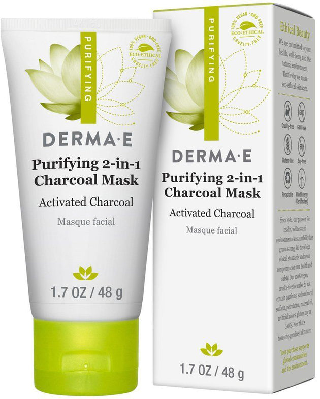 Purifying 2-in-1 Charcoal Mask with Activated Charcoal, 1.7 Oz (48 g) Scrub , Brand_Derma E Form_Scrub Size_1.7 Oz