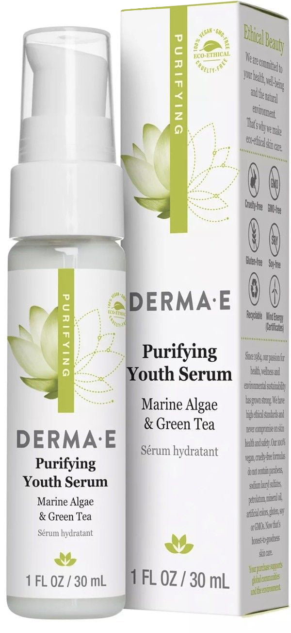 Purifying Youth Serum with Marine Algae & Green Tea, 1 Fl Oz (30 mL) Gel , Brand_Derma E Form_Gel Size_1 Fl Oz