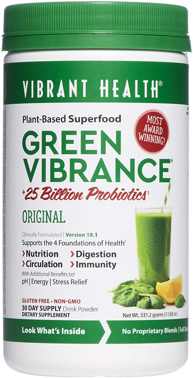 Green Vibrance +25 Billion Probiotics, Original, 11.64 Oz (330 g) Powder , Brand_Vibrant Health Form_Powder Size_12 Oz