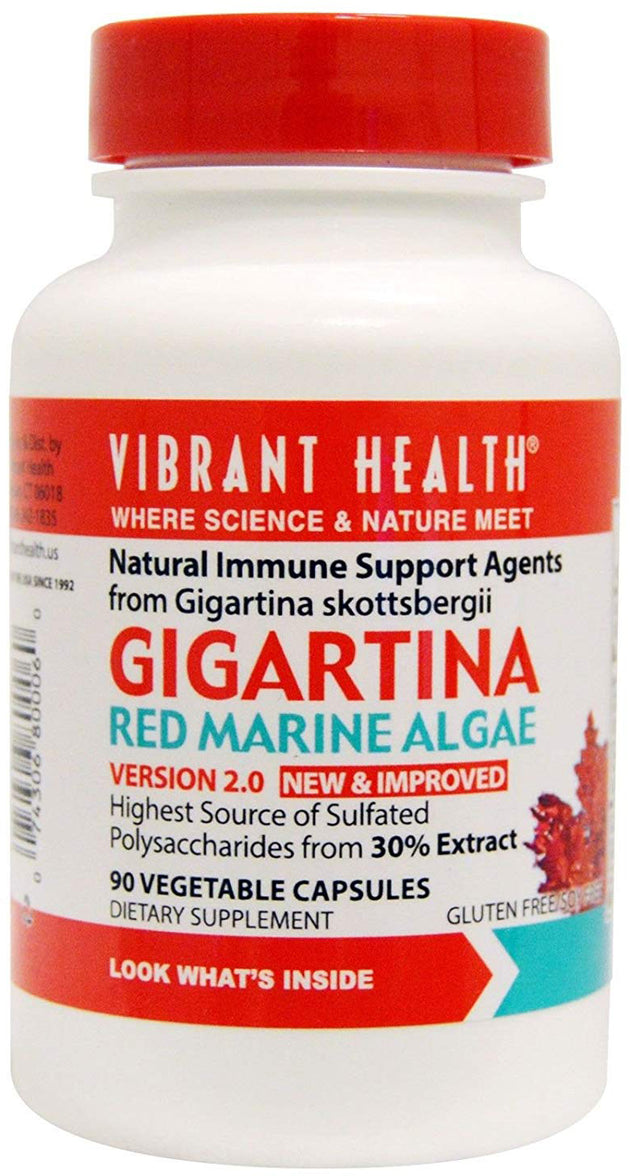 Gigartina Red Marine Algae 30% Extract, 250 mg, Version 2.0, 90 Vegetable Capsules , Brand_Vibrant Health Form_Vegetable Capsules Potency_250 mg Size_90 Caps