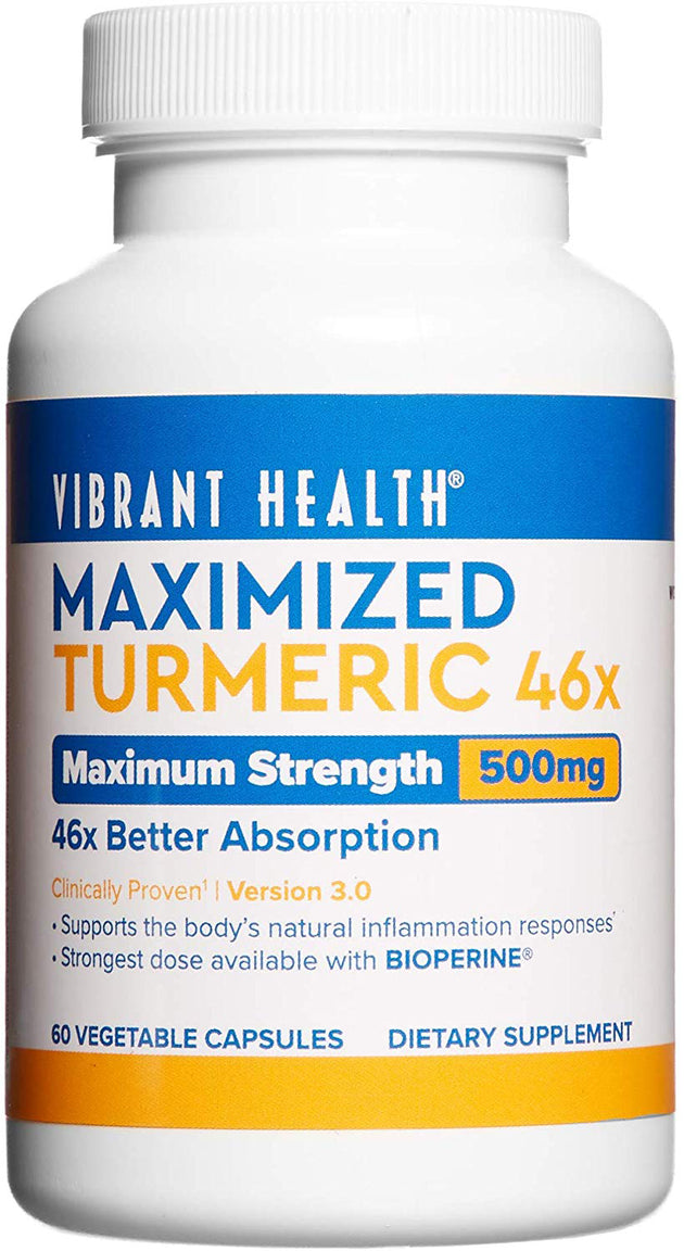 Maximmized Turmeric 46x, 500 mg, Version 3.0, 60 Vegetable Capsules , Brand_Vibrant Health Form_Vegetable Capsules Potency_500 mg Size_60 Caps