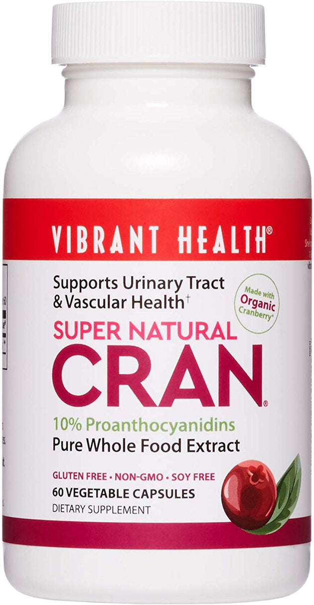 Super Natural CRAN, 10% Proanthocyanidins, 60 Vegetable Capsules , Brand_Vibrant Health Form_Vegetable Capsules Size_60 Caps