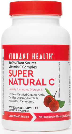 100% Plant Source Vitamin C Complex Super Natural C, Version 3.1, 60 Vegetable Capsules , Brand_Vibrant Health Form_Vegetable Capsules Size_60 Caps