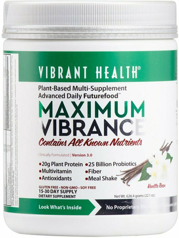 Maximum Vibrance, 20.74 Oz (587.85 g) Powder , Brand_Vibrant Health Flavor_Vanilla Form_Powder Size_22 Oz
