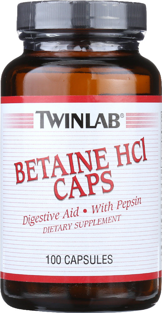Betaine HCl Caps with Pepsin, 100 Capsules , Brand_TwinLab Form_Capsules Size_100 Caps