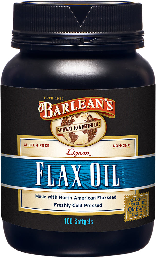 Freshly Cold Pressed Lignan Flax Oil, 100 Softgels , Brand_Barleans Flavor_Natural Form_Softgels Size_100 Count