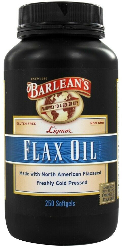 Freshly Cold Pressed Lignan Flax Oil, 250 Softgels , Brand_Barleans Flavor_Natural Form_Softgels Size_250 Count