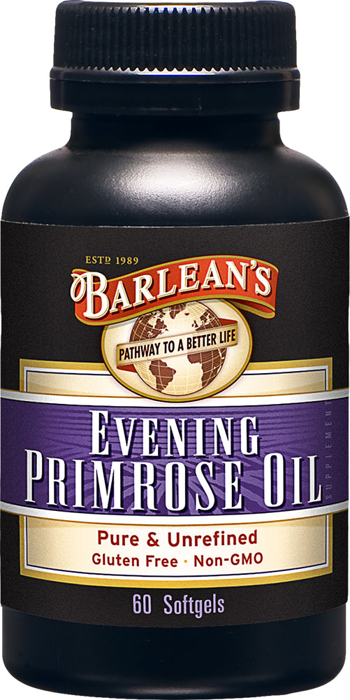 Pure & Unrefined Evening Primrose Oil, 60 Softgels , Brand_Barleans Flavor_Natural Form_Softgels Size_60 Count