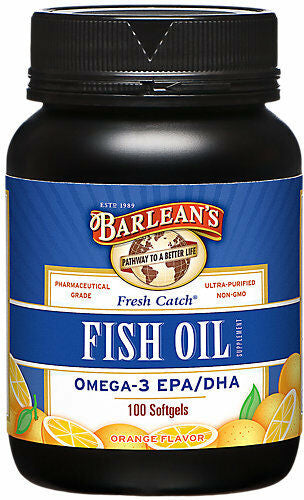 Fresh Catch Fish Oil Omega-3 EPA and DHA, Orange Flavor, 100 Softgels , Brand_Barleans Flavor_Orange Form_Softgels Size_100 Count