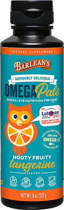 Omega Pals with Lutemax, 500 mg of Omega-3 EPA and DHA, 8 Fl Oz (227 mL) Liquid , Brand_Barleans Flavor_Tangerine Form_Liquid Potency_500 mg Size_8 Oz