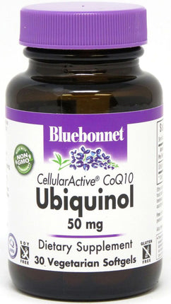 CellularActive® CoQ10 Ubiquinol, 50 mg, 30 Vegetarian Softgels , Brand_Bluebonnet Flavor_Unflavored Potency_50 mg Size_30 Caps