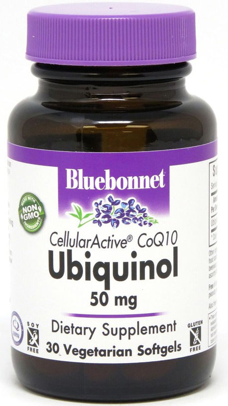 CellularActive® CoQ10 Ubiquinol, 50 mg, 30 Vegetarian Softgels , Brand_Bluebonnet Flavor_Unflavored Potency_50 mg Size_30 Caps