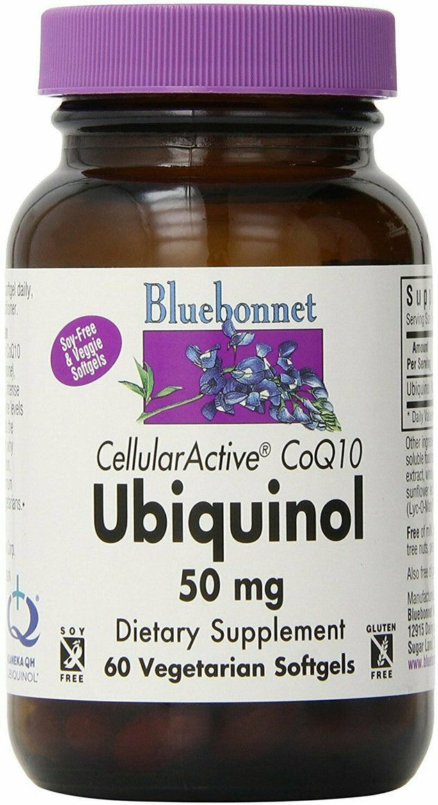 CellularActive® CoQ10 Ubiquinol, 50 mg, 60 Vegetarian Softgels , Brand_Bluebonnet Flavor_Unflavored Potency_50 mg Size_60 Caps