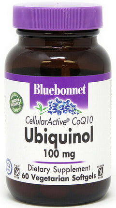 CellularActive® CoQ10 Ubiquinol, 100 mg, 60 Vegetarian Softgels , Brand_Bluebonnet Flavor_Unflavored Potency_100 mg Size_60 Caps