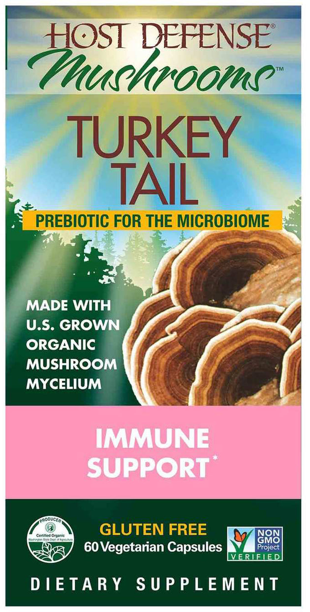 Organic Turkey Tail Prebiotic for the Microbiome, 60 Vegetarian Capsules , Brand_Host Defense Form_Vegetarian Capsules Size_60 Caps
