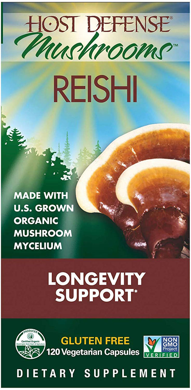 Organic Reishi, 120 Vegetarian Capsules , Brand_Host Defense Form_Vegetarian Capsules Size_120 Caps