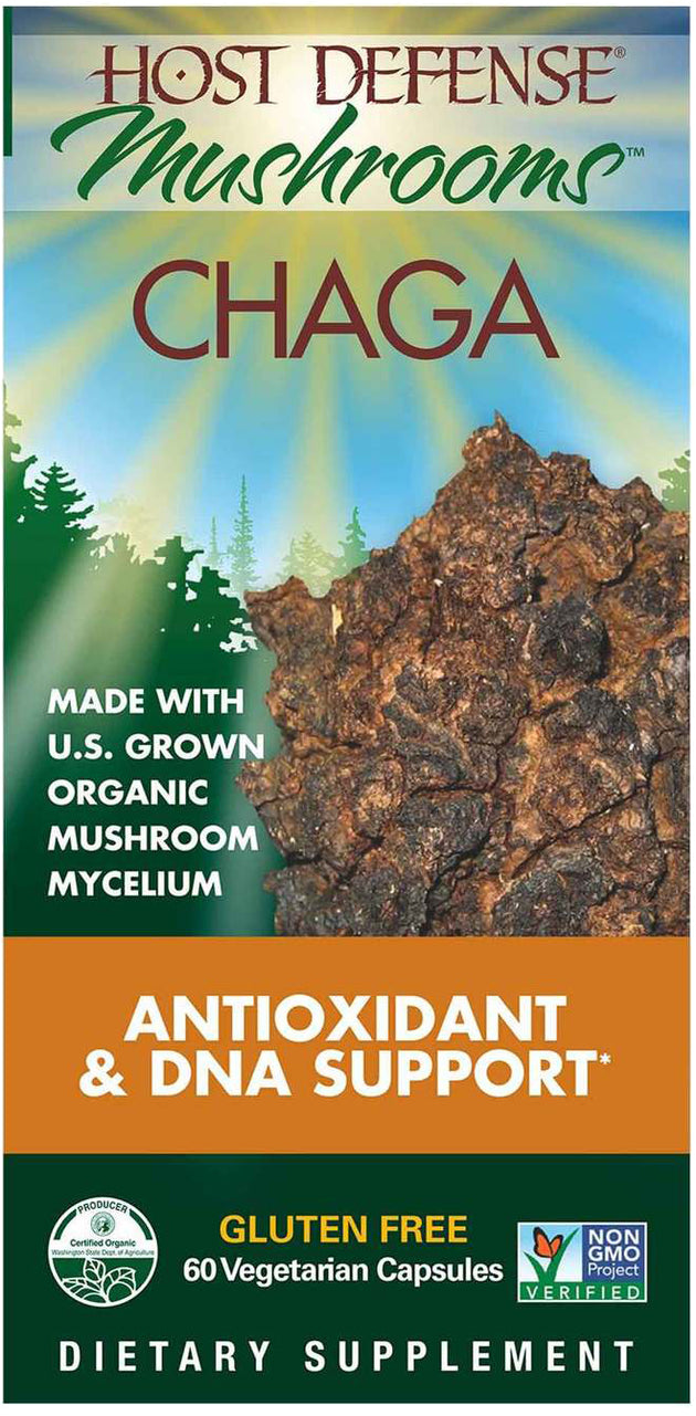Organic Chaga, 60 Vegetarian Capsules , Brand_Host Defense Form_Vegetarian Capsules Size_60 Caps