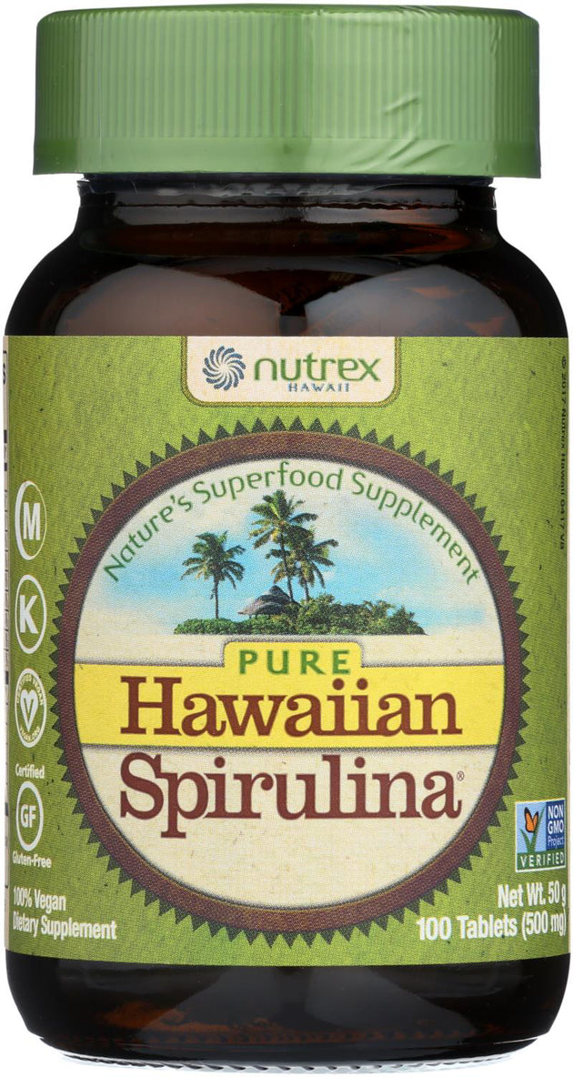 Pure Hawaiian Spirulina Pacifica®, 500 mg, 100 Tablets , Brand_Nutrex Hawaii Form_Tablets Potency_500 mg Size_100 Tabs