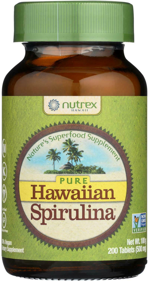 Pure Hawaiian Spirulina Pacifica®, 500 mg, 200 Tablets , Brand_Nutrex Hawaii Form_Tablets Potency_500 mg Size_200 Tabs