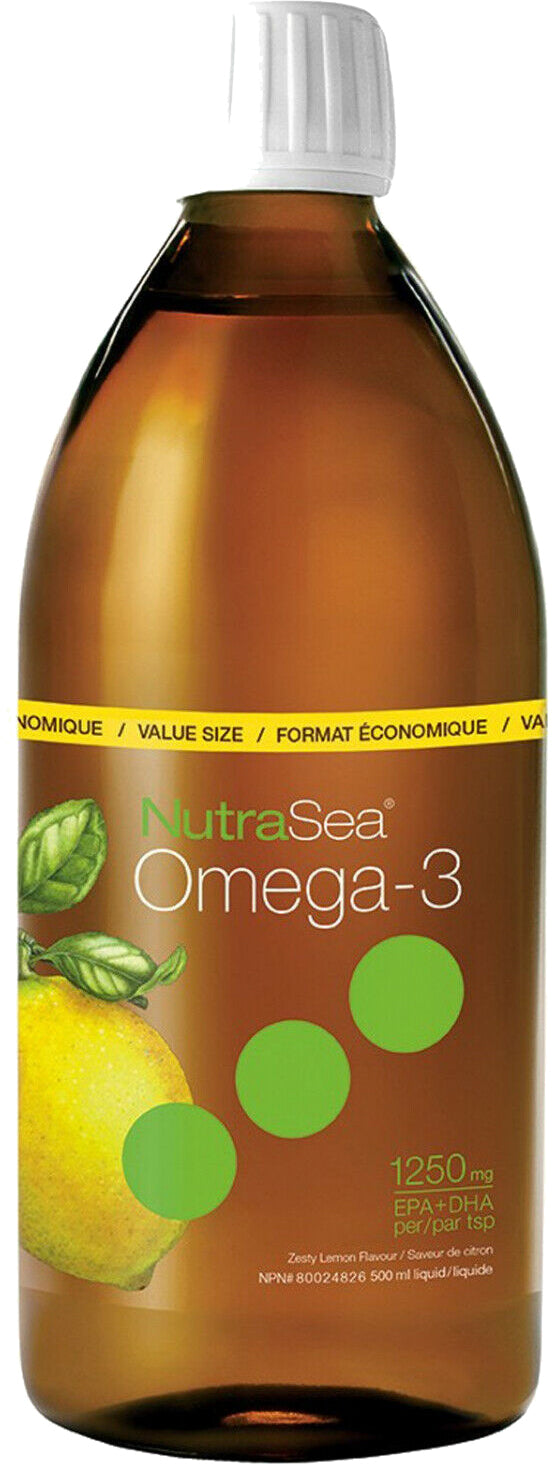 NutraSea™ Omega-3, 1250 mg of EPA + DHA, Zesty Lemon Flavor, 16.9 Fl Oz (200 mL) Liquid , Brand_Ascenta Flavor_Lemon Potency_1250 mg Size_16.9 Fl Oz