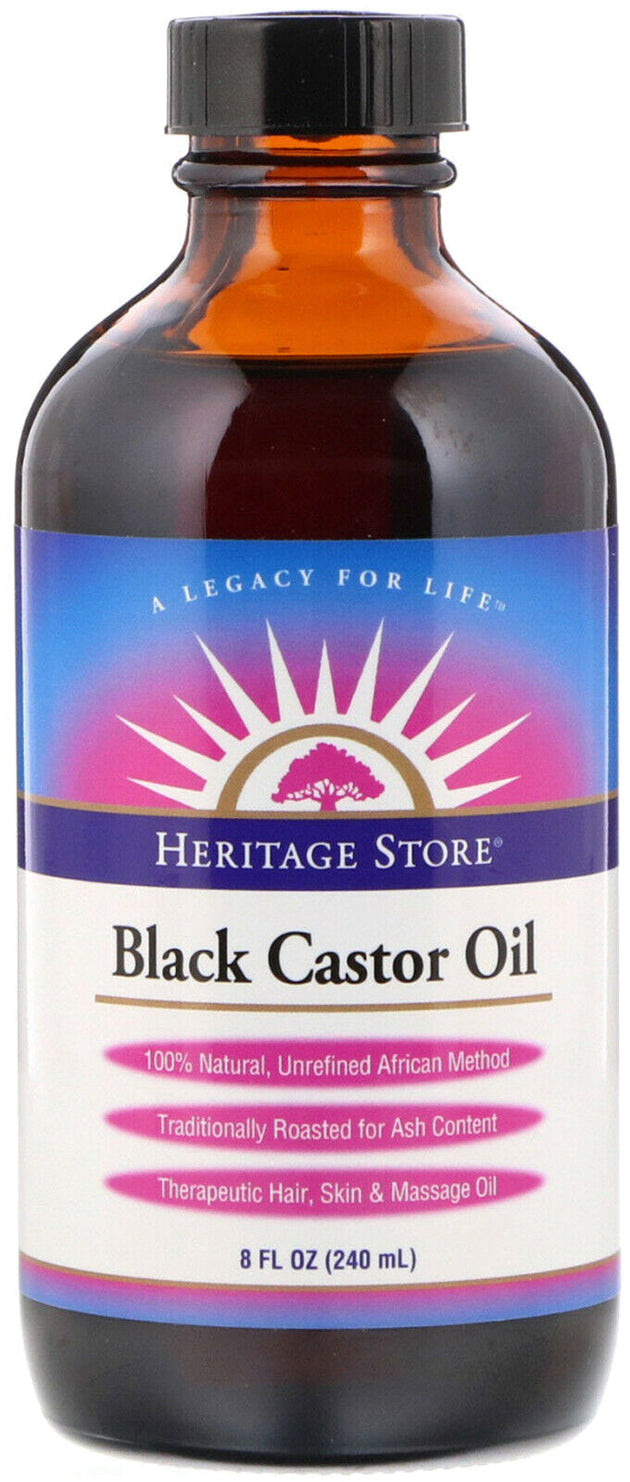 Black Castor Oil, 8 Fl Oz (240 mL) Liquid , Brand_Heritage Store Form_Liquid Size_8 Fl Oz