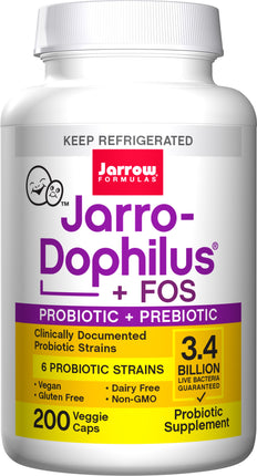 Jarro-Dophilus® + FOS, 3.4 Billion, 200 Veggie Caps , Brand_Jarrow Formulas Form_Veggie Caps Size_200 Caps